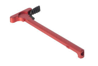 Guntec USA red anodized AR-15 charging handle with Gen 2 Latch allows confident charging of the rifle in any situation